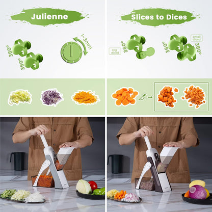 SUPMAKIN Safe Mandoline Slicer, Adjustable Vegetable Food Slicer and Chopper, Potato Fries Fry Cutter, Veggie Salad Chopper, New Kitchen Chopping Artifact Gifts 2026 (SliverGray)