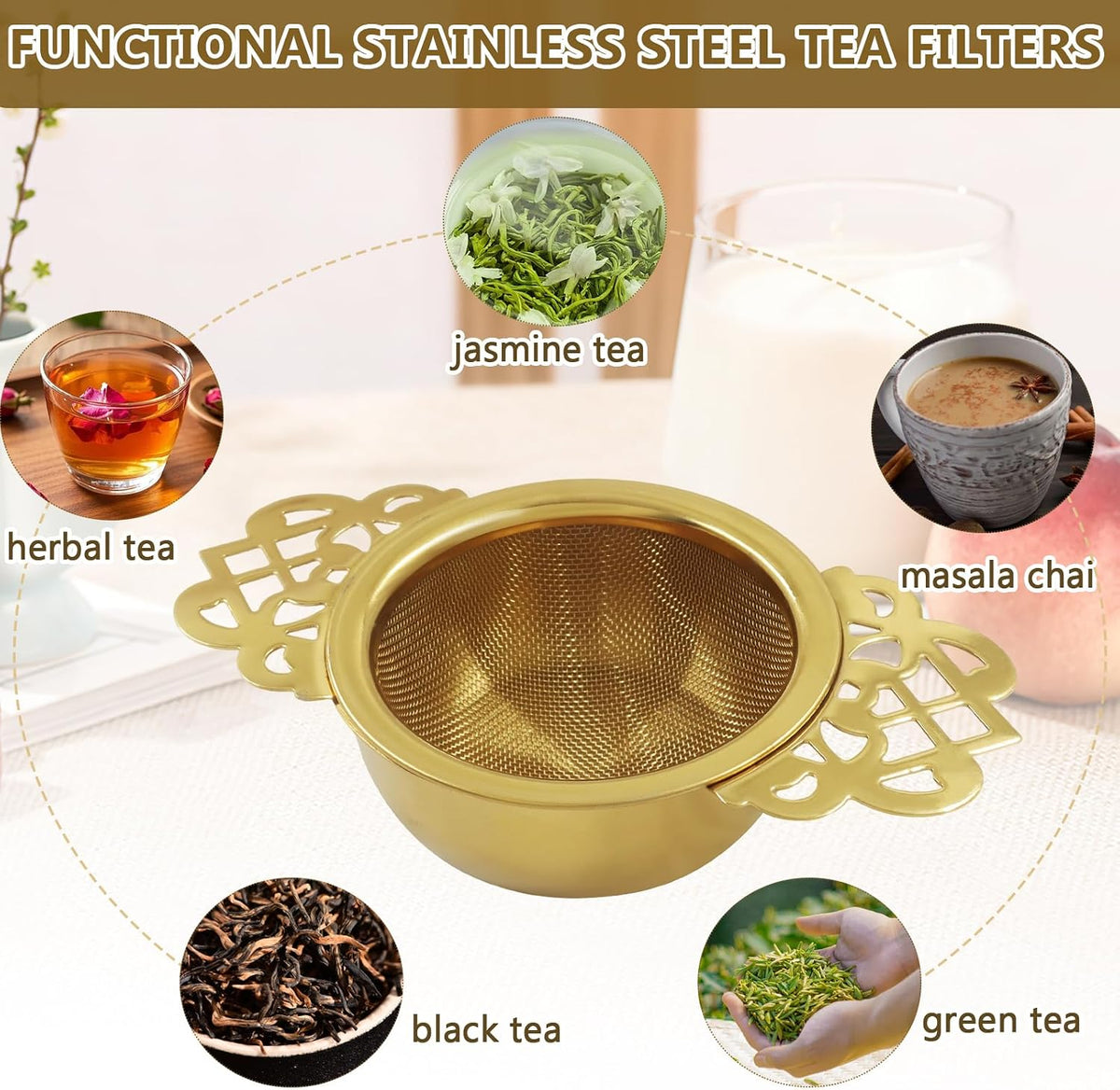 Fine Mesh Tea Strainers, Silver Loose Leaf Tea Filter
