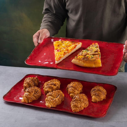 LEHAHA Grilling Prep and Serve Trays, BBQ Serving Platter, Melamine Serving Trays for Food, Set of 2, Great Gift for Father's Day, BBQ Lovers, Prefect for Chrismas Festival and Everyday use.