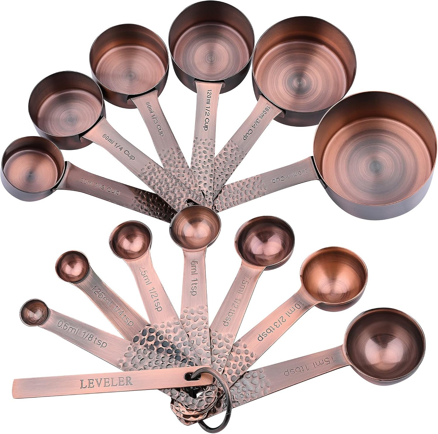 Measuring Cups and Spoons Set of 14, 18/8 Stainless Steel Measuring Cups Spoons Set, 6 Measure Cups and 7 Measure Spoons with Leveler