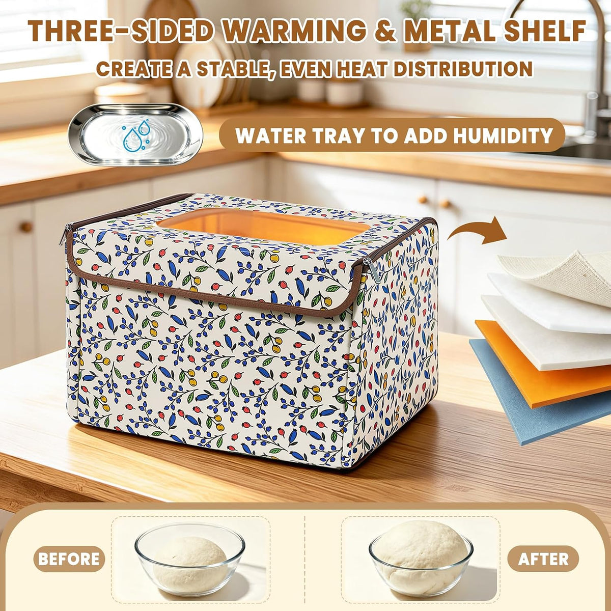 Folding Bread Proofing Box with 50-115℉Temp Control & 96H Timer