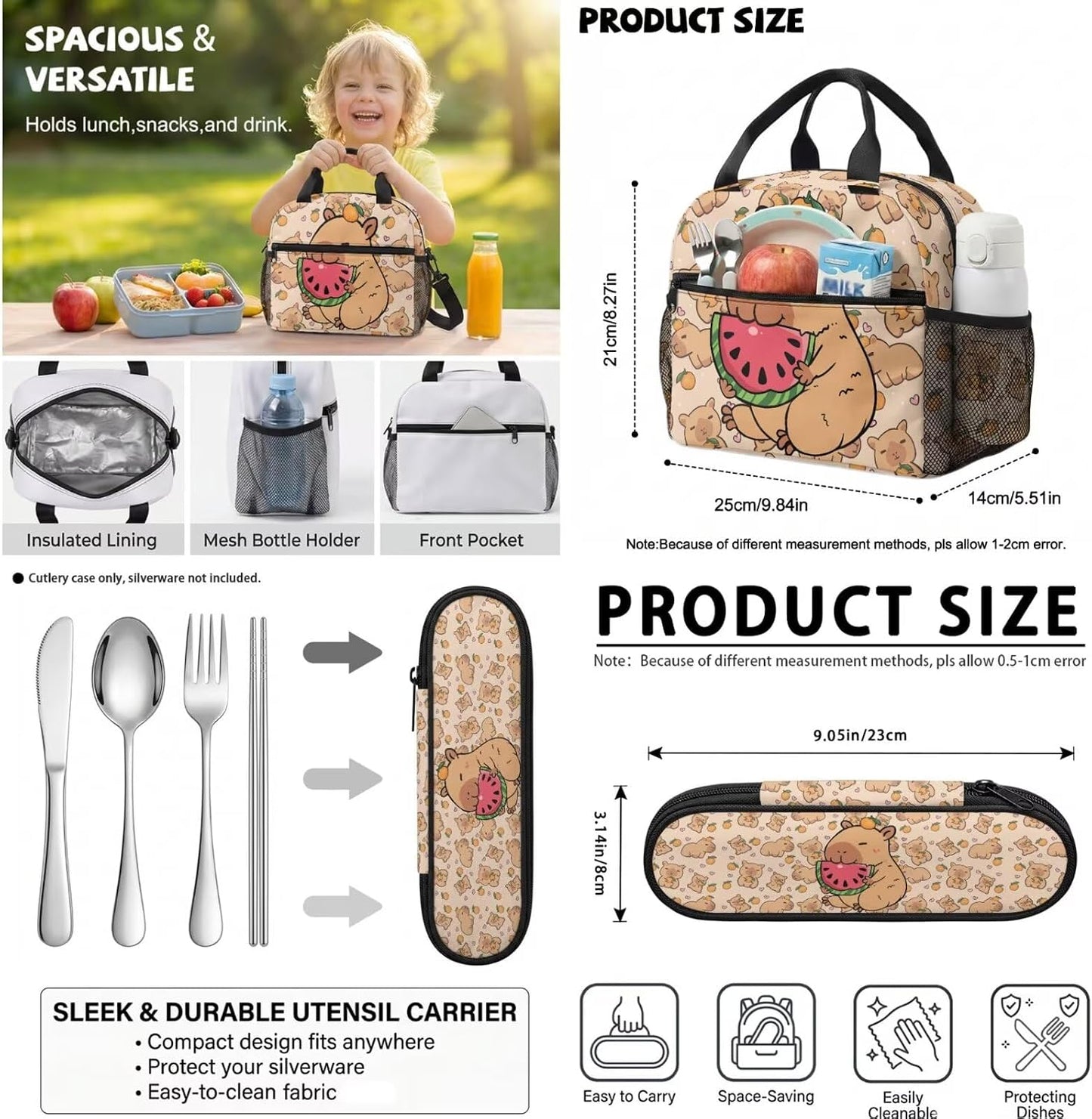 Highland Cow Backpack with Lunch Box Set for Kids Sunflower School Backpack for Girls Boys Back to School Bag Student Travel Backpacks Reusable Utensils Pen Case Water Bottle Bag 5PCS
