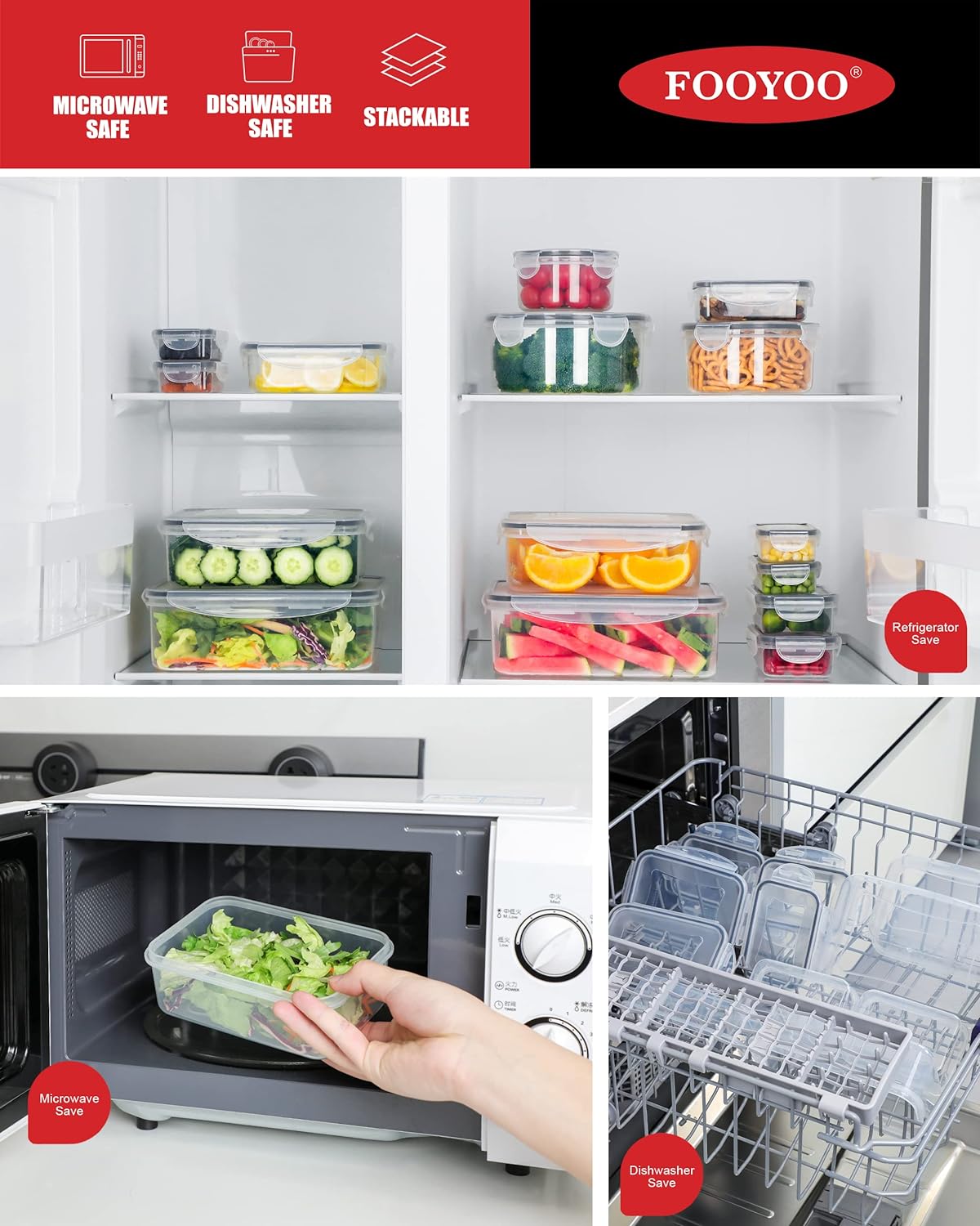 FOOYOO 56 Pcs Large Food Storage Containers Set with Lids (28 Containers + 28 Lids), Airtight Plastic Storage Containers for Pantry & Kitchen Organization, BPA-Free, Leak-Proof
