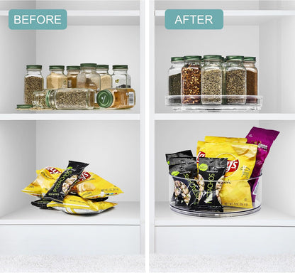 Sorbus 9 Inch Clear Lazy Susan Organizer Set, 2 Flat Turntable Organizer for Spice Organization for Cabinet, 1 Tall Lazy Susan for Kitchen, Home, Office, Closet, Classroom, Laundry Room Organization