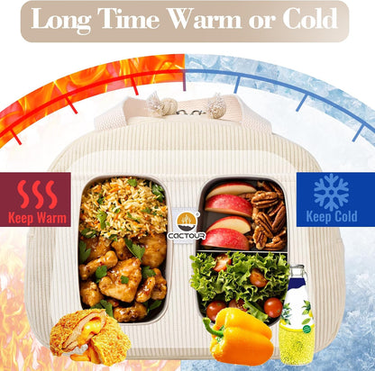 CaCTOUR Lunch Box for Women Girls Teens,Cute Lunch Box Cooler Bag, Portable Insulated Small Lunch Bag Women Reusable Corduroy Lunch Tote for Work/Travel/Picnic/School (Dog Green,Small)