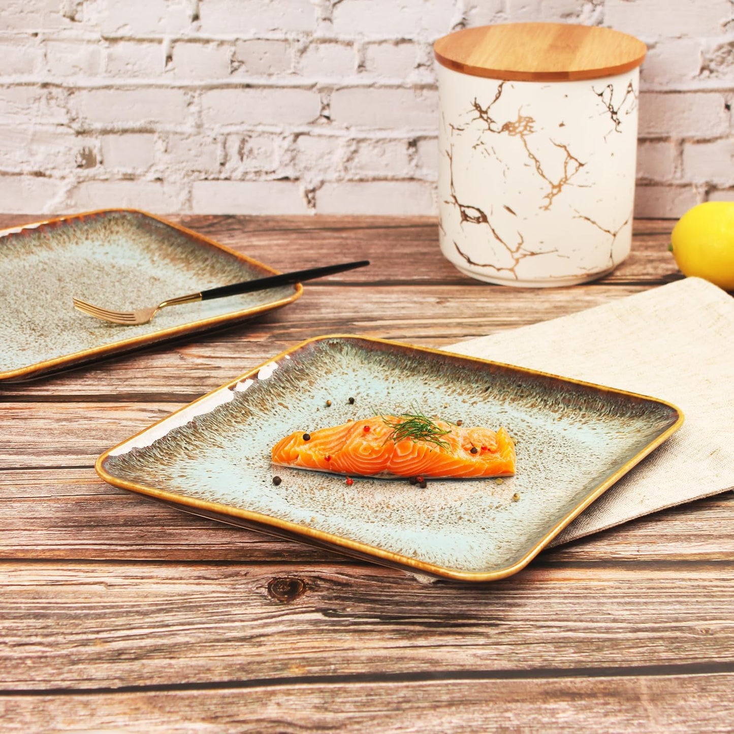 Porcelain Plate Set Large Serving Tray Set of 4, Reusable Serving Platters for Party Food, Cookie, Appetizer, Charcuterie, Snack, Dessert Display,Stackable Kitchen Dish 14.4 INCH
