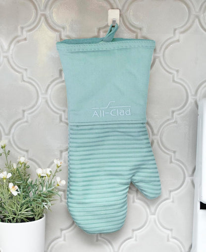 All-Clad Silicone Oven Mitts: Heat Resistant up to 500 Degrees - 100% Cotton & Silicone, 14"x7" Oven Mitt for Kitchen and Barbeque, Pewter