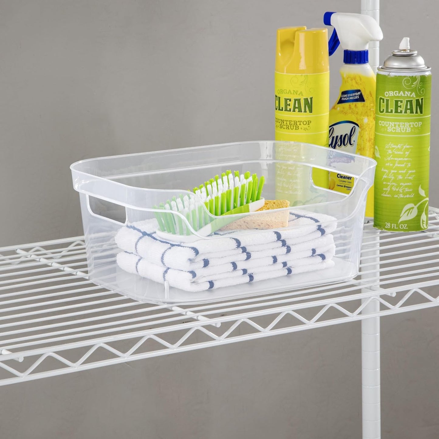8 Pack Clear Plastic Medium Open Storage Bins, Easy Access Front Scoop Design Stackable Organizer Containers for Pantry, Fridge, Cabinet, Toy & Household Storage