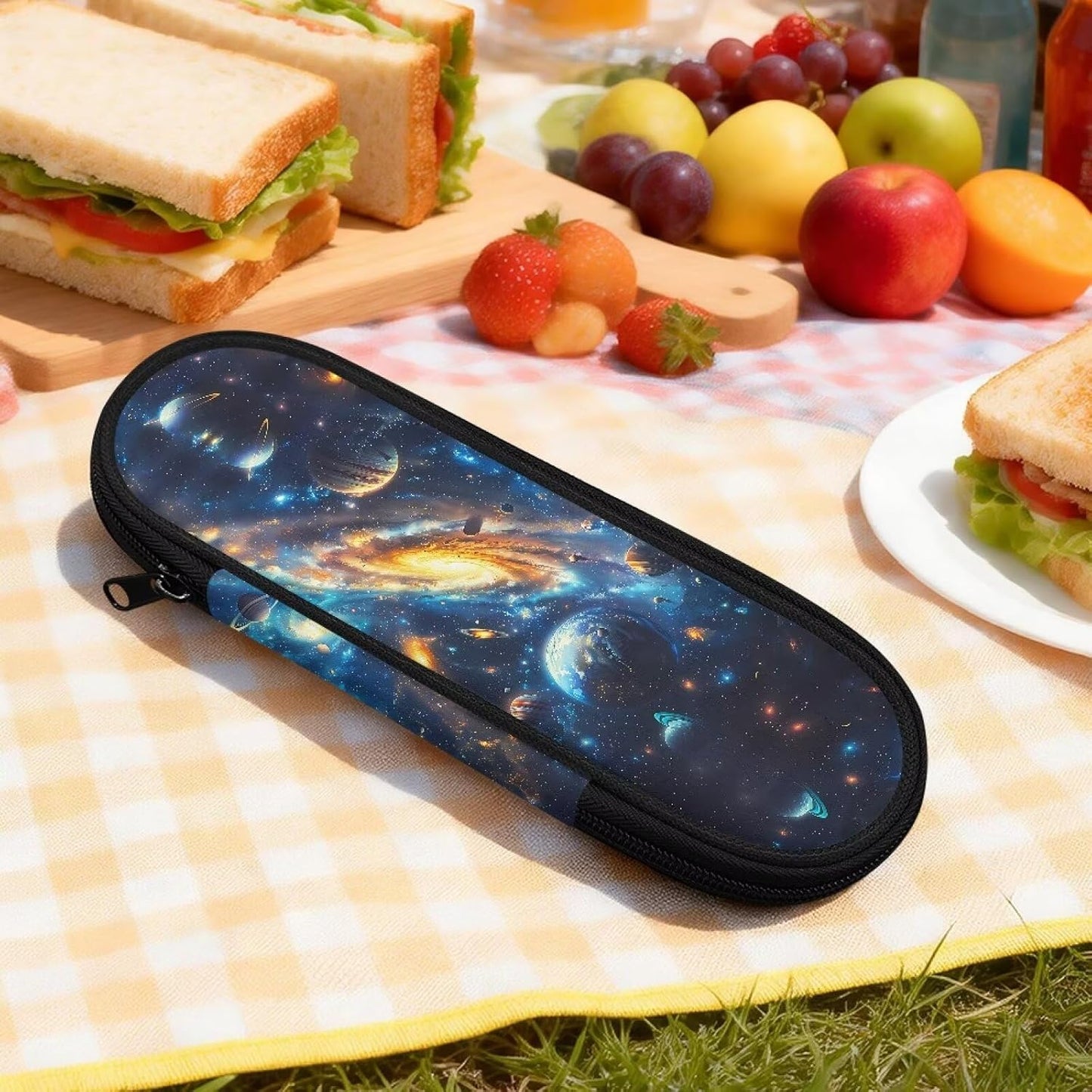 Travel Cutlery Set with Case for Kids Portable Utensil Case Reusable Silverware Pouch for School Travel Lunch Capybara Flower