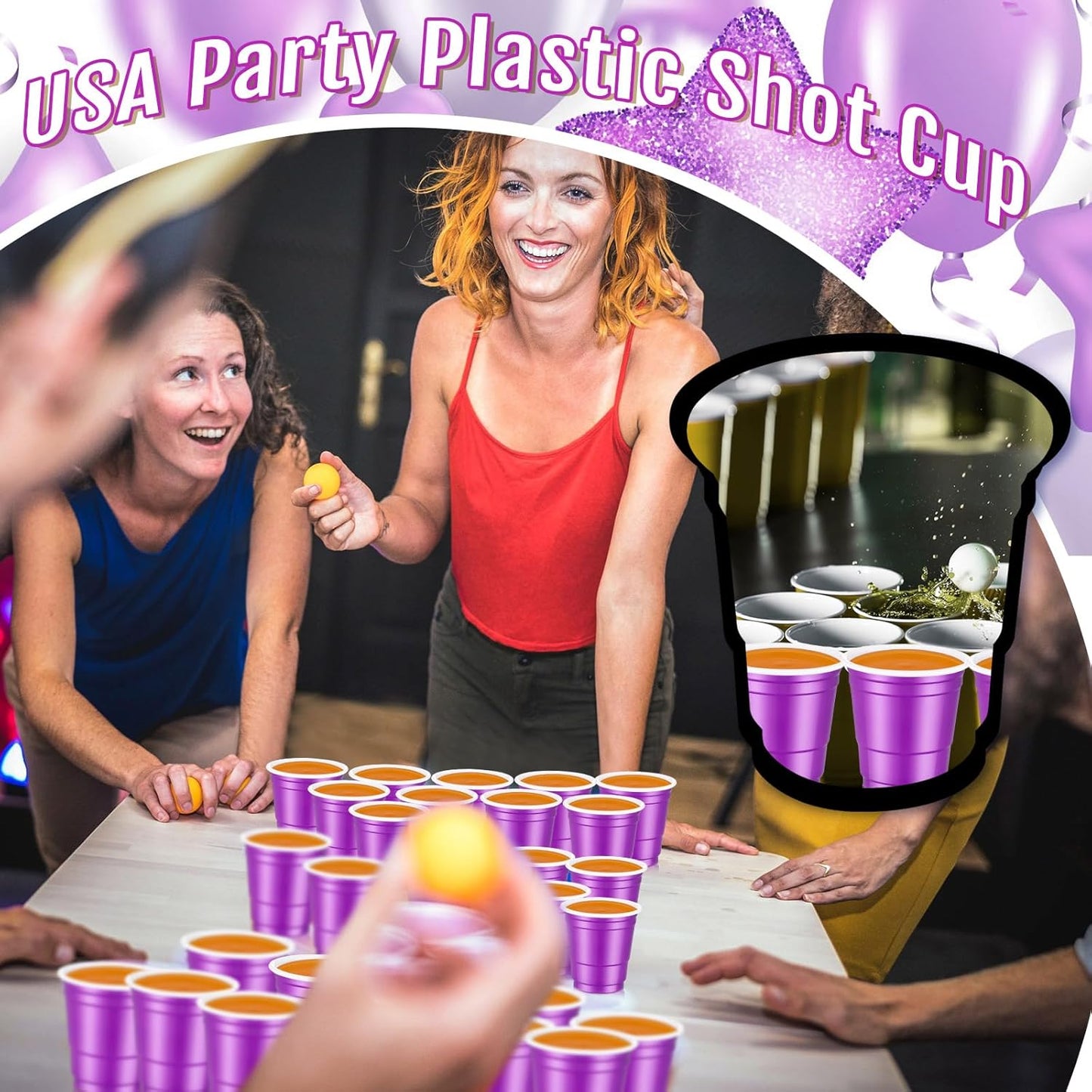 Roshtia 100 Pack 2 oz Plastic Shot Cups, Mini Disposable Shot Glasses 2 oz Wedding Party Cups for Bridal Shower Wedding Party, Beer Taste Serving, Snacks(Black, Gold)