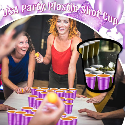 Roshtia 100 Pack 2 oz Plastic Shot Cups, Mini Disposable Shot Glasses 2 oz Wedding Party Cups for Bridal Shower Wedding Party, Beer Taste Serving, Snacks(Black, Gold)