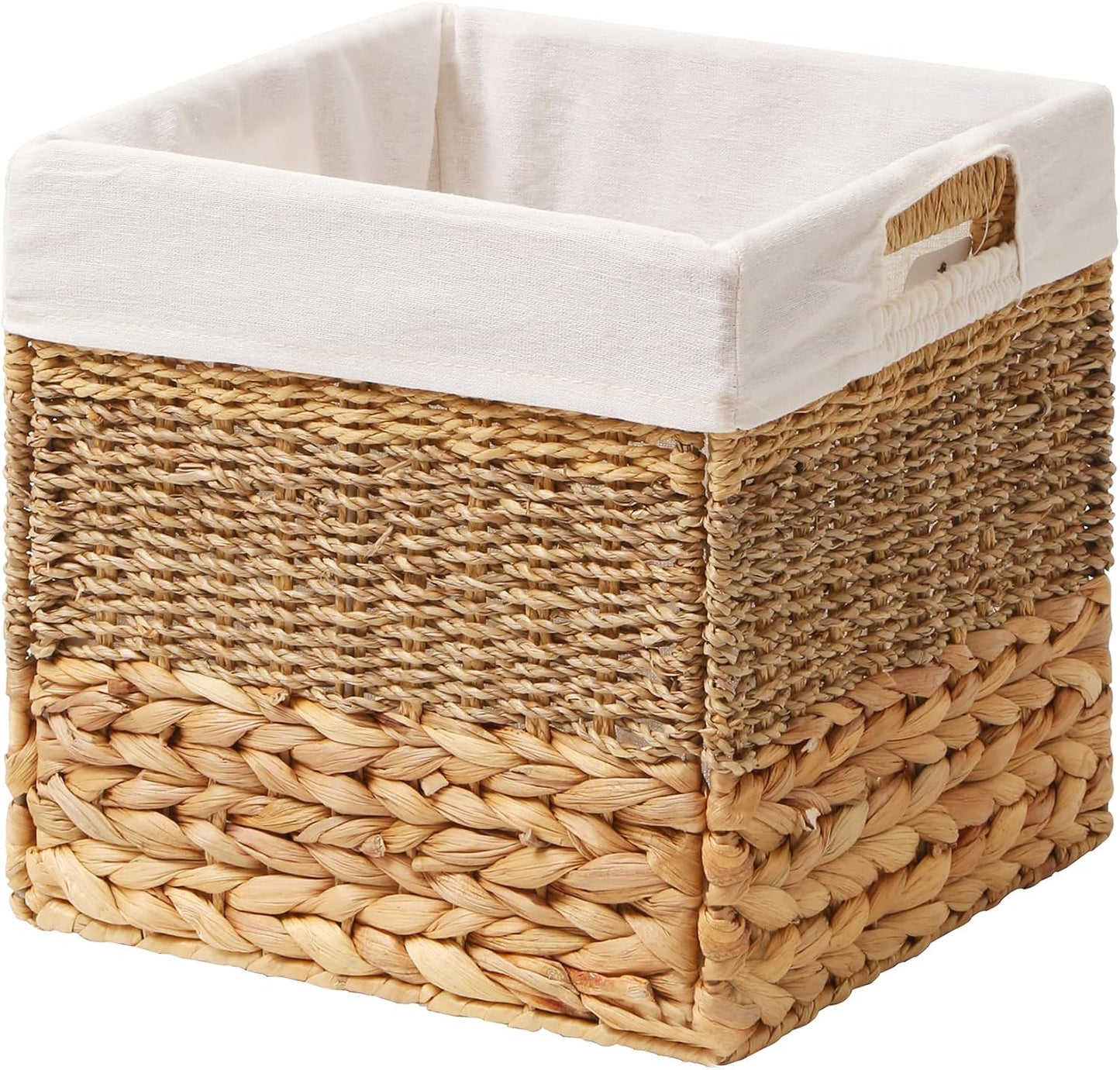 Wicker Storage Basket, Baskets for Organizing, Storage Basket with Built-in Handles, Water Hyacinth Shelves，Wicker Storage Baskets for Shelves, Water Hyacinth Storage Baskets (nature, 4-Pack)
