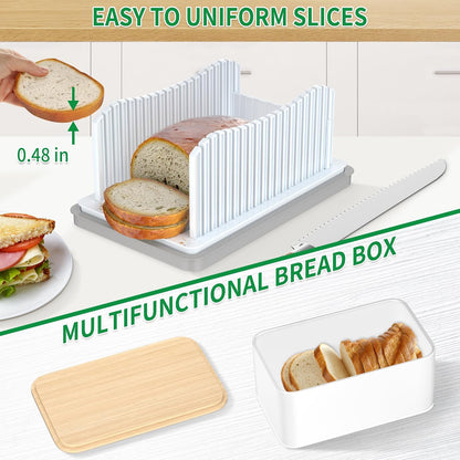 CAWIU Bread Slicer for Homemade Bread, Adjustable Width Bread Slicing Guide