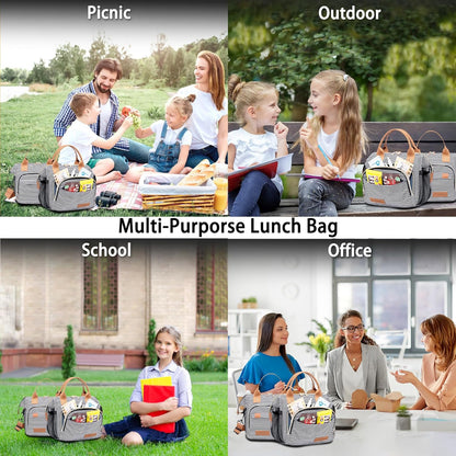 TuErCao Small Lunch Bag Lightweight Insulated Lunch Box for Women Work Portable Soft Cooler for Picnic Travel Road Trips, Loncheras para Mujer, Black