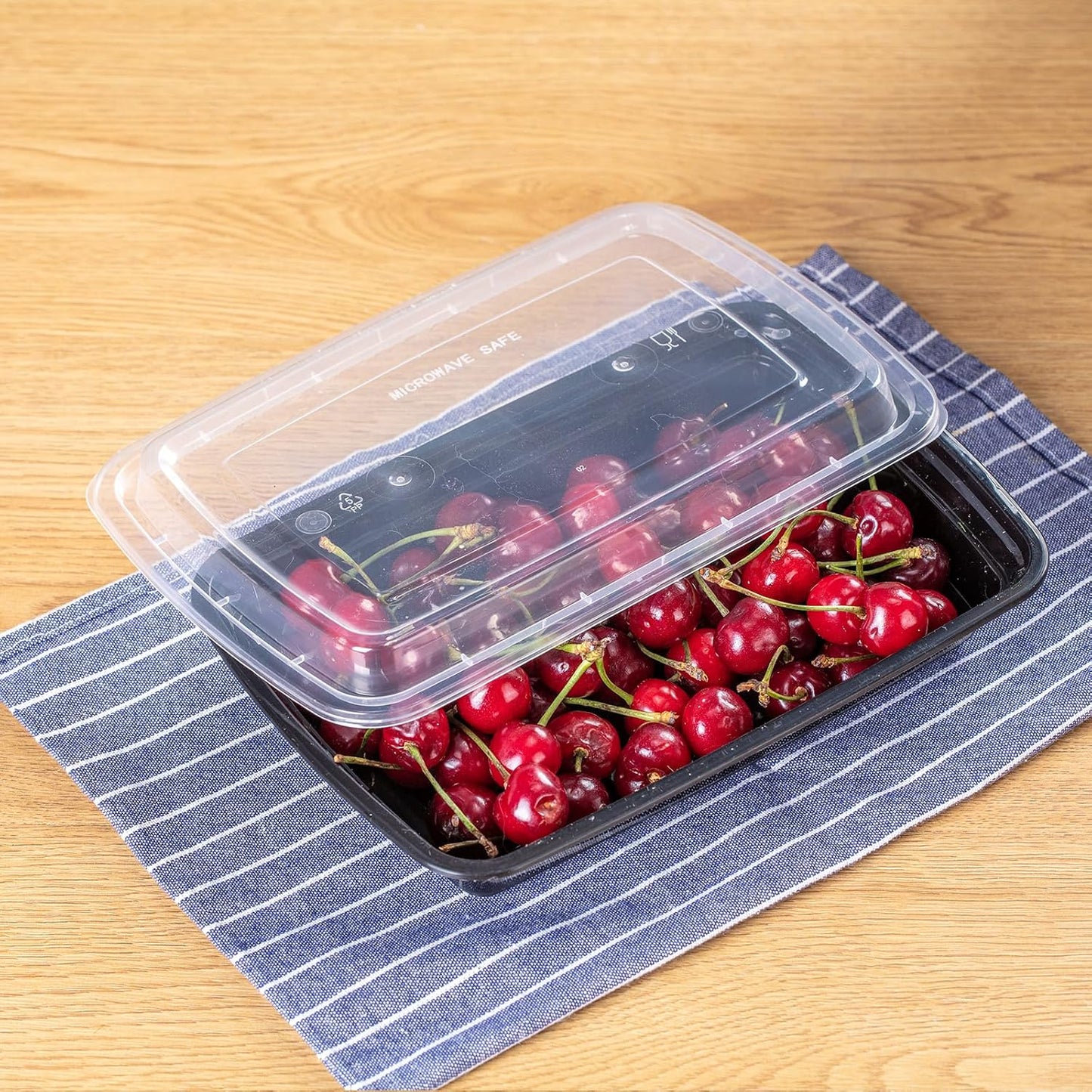 30oz Meal Prep Containers Bulk 50-Pack - 2-Compartment with Lids, Leakproof, Microwave/Freezer/Dishwasher Safe - Commercial Food Storage, Black