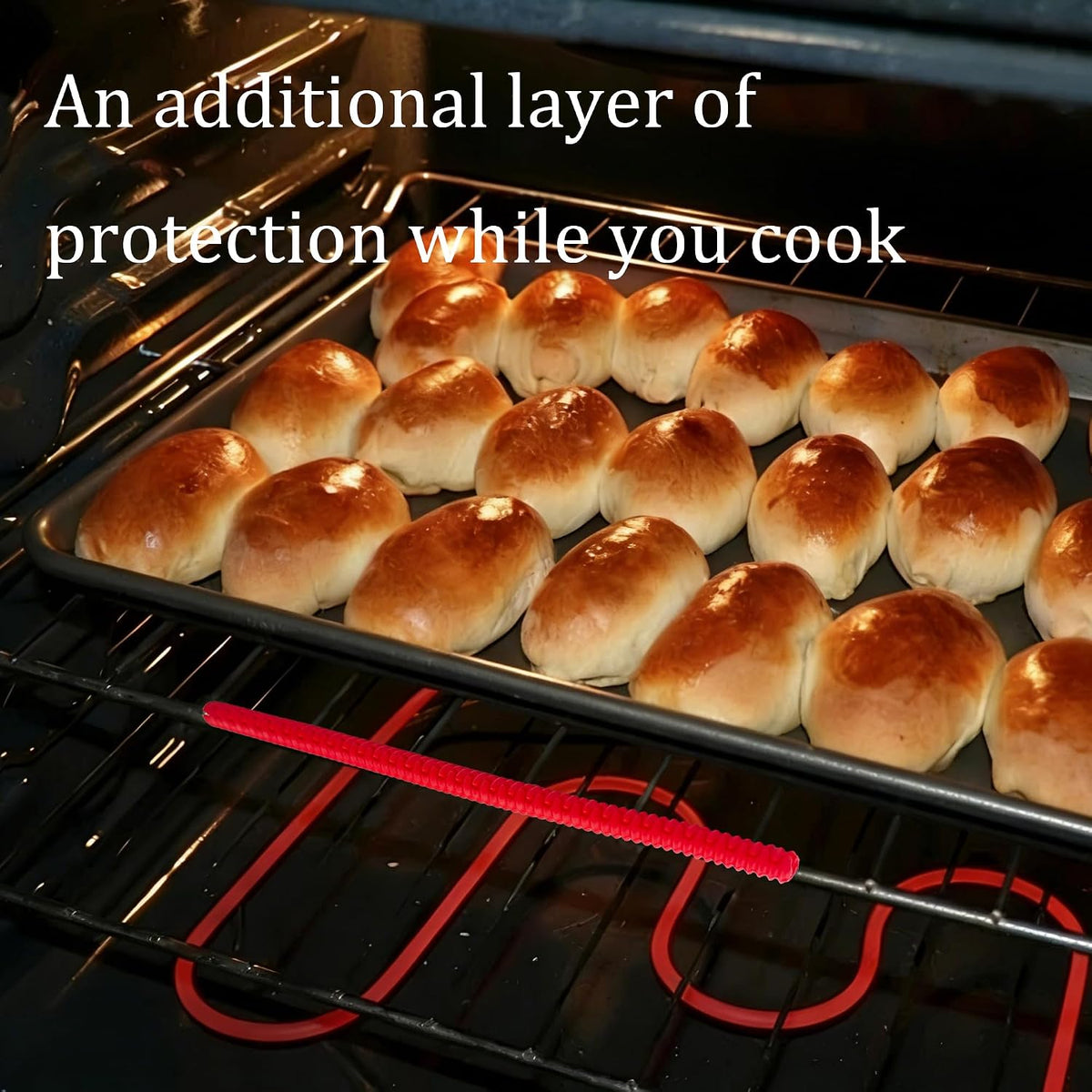 14 Inch Oven Rack Guards, Silicone Edge Protectors for Kitchen Oven Racks, Protective Covers(Red)