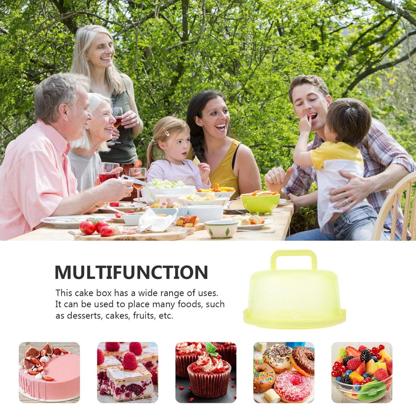 Lurrose Portable Cake Box Cake Carrier Portable Cake Case Cake Boxes Party Supply Household Cake Case Reusable Cake Holder Plastic Cake Carrying Case Kitchen Baking Tool