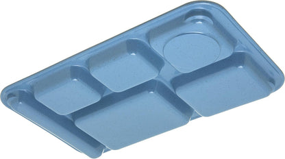 Carlisle FoodService Products Melamine Lunch Tray with 4 Compartments, Right Handed Cafeteria Tray with Divided Compartments for Food, 10" x 9.75", Dark Blue