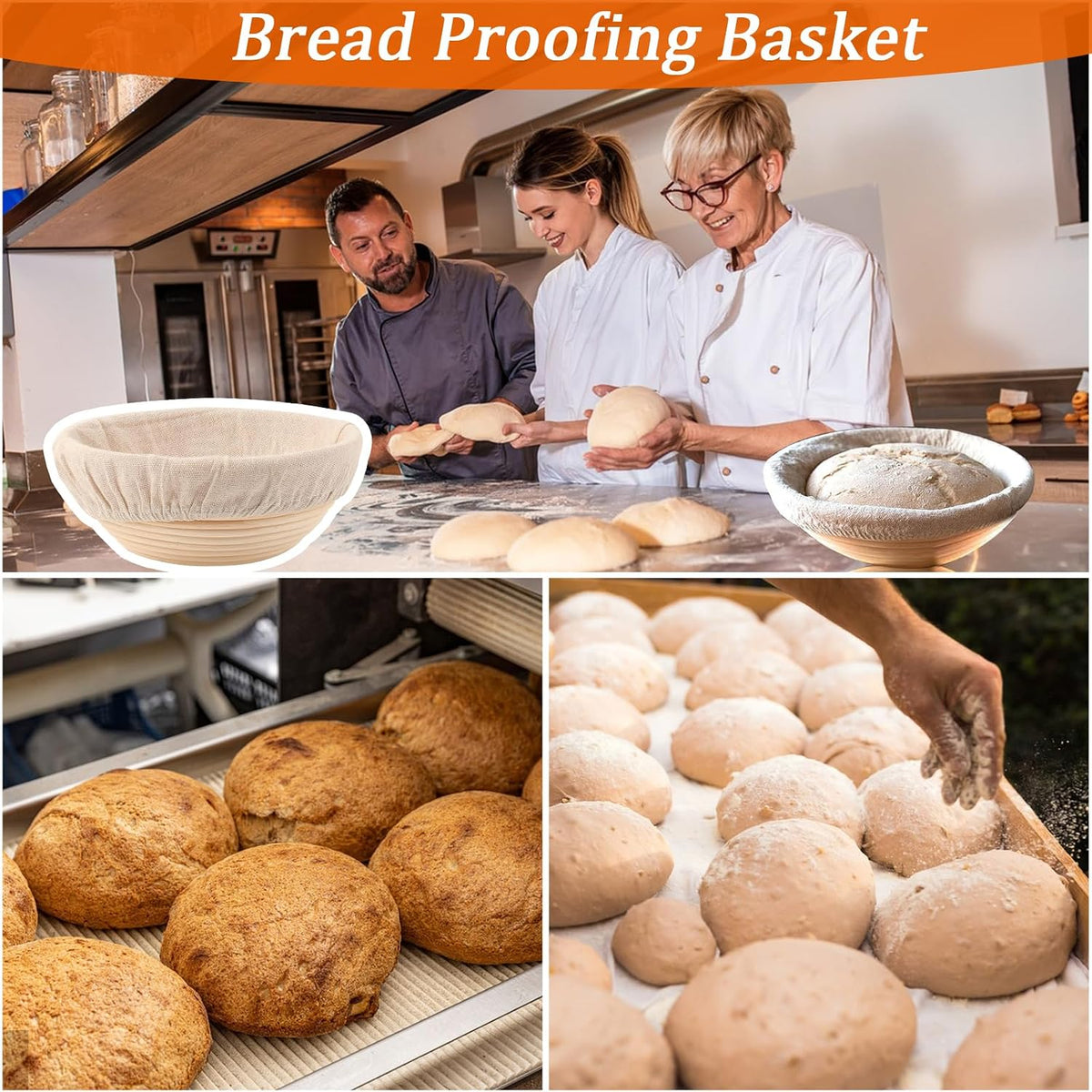 Nalcant 4 Pack Oval Banneton Proofing Basket Set, 10 Inch