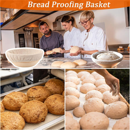 Nalcant 4 Pack Oval Banneton Proofing Basket Set, 10 Inch