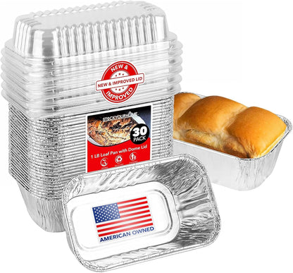 Stock Your Home Aluminum Pans Mini Loaf Pans (50 Pack) 1 Lb Aluminum Foil Tin Pans, Small Loaf Pans – 1 Pound Disposable Baking Pans Perfect for Baking Cakes, Bread Loaves - 6 x 3.5 x 2