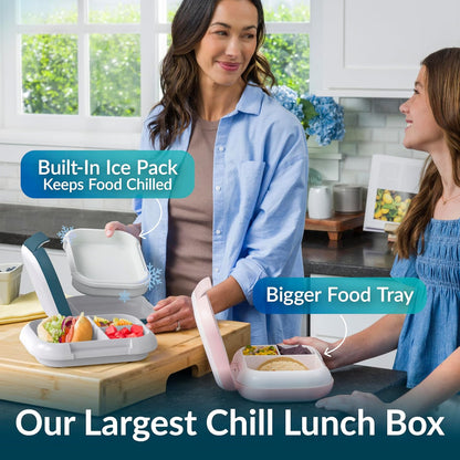 Bentgo Chill Max Leak-Proof XL Lunch Box - Included Ice Pack Keeps Food Cold; 5-Cup Capacity for Adults & Ages 8+, 3 or 4 Compartment Bento Box, BPA-Free, Dishwasher Safe (Bone & Glacier Blue)
