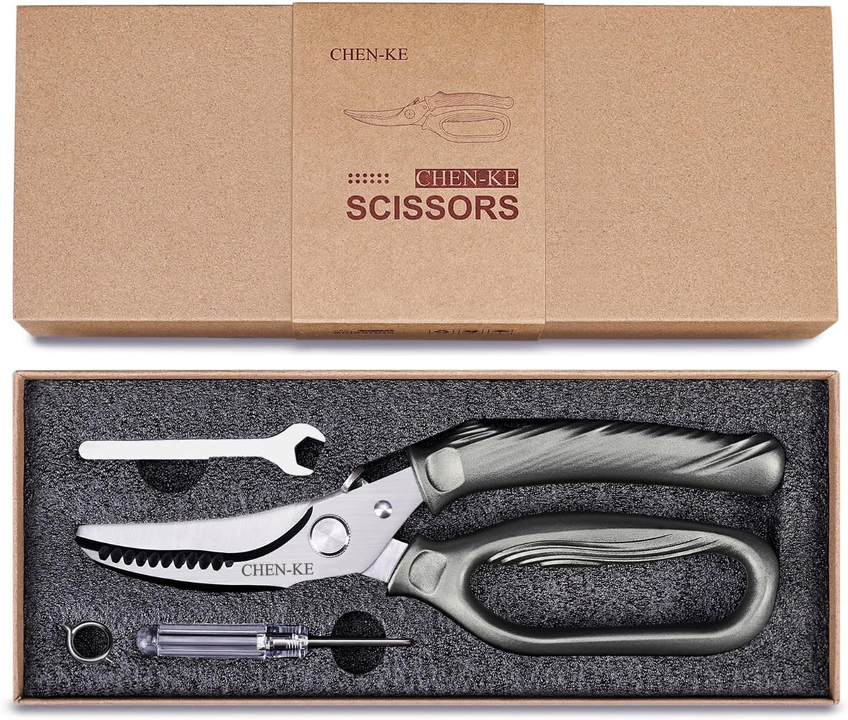 CHEN-KE Rust Resistant Heavy Duty Multipurpose Kitchen Shears-Grey