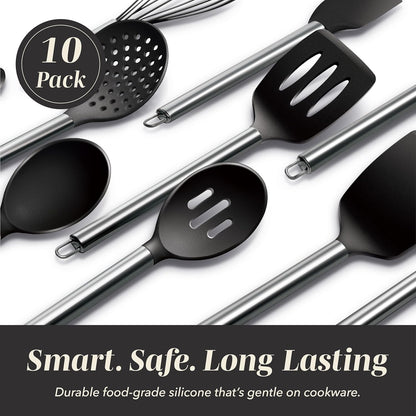 COOK WITH COLOR Silicone Cooking Utensils, Kitchen Utensil Set, Easy to Clean Silicone Kitchen Utensils, Cooking Utensils for Nonstick Cookware, Kitchen Gadgets Set, 38 Piece, Mint