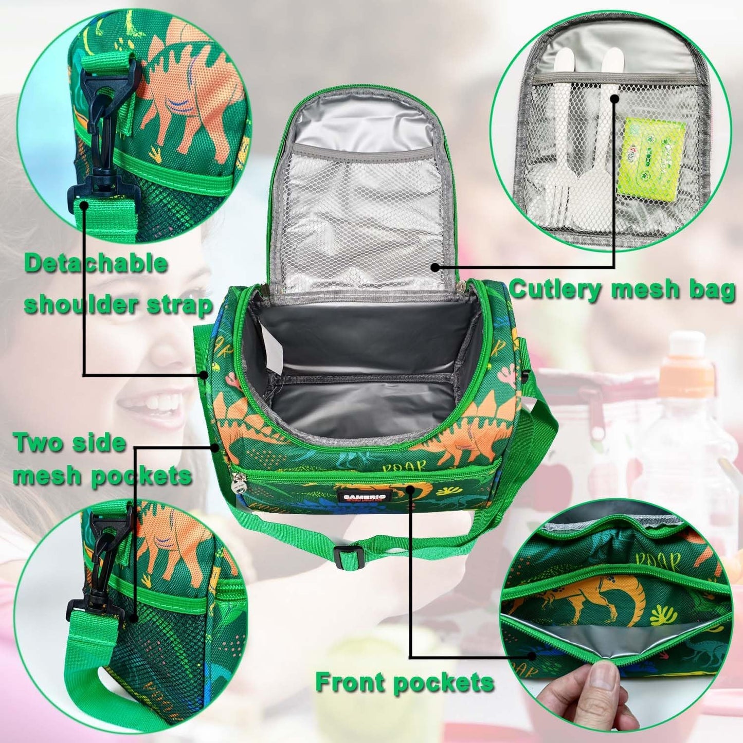 Lunch Bag for Kids Coole Lunch Box Tote for Women Girls Boys Children Student Insulated Bento Bag for School Work Picnic Outdoor Activities