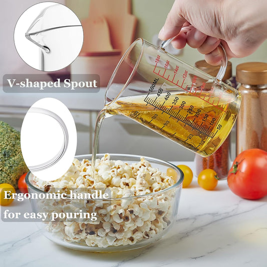 Ackers BORO3.3 Measure Glass -[Insulated handle | V-Shaped Spout]-Made of High Borosilicate Glass Measuring for Kitchen or Restaurant, Easy to Read, 60 ML (2 Oz) 丨(2 Pack)