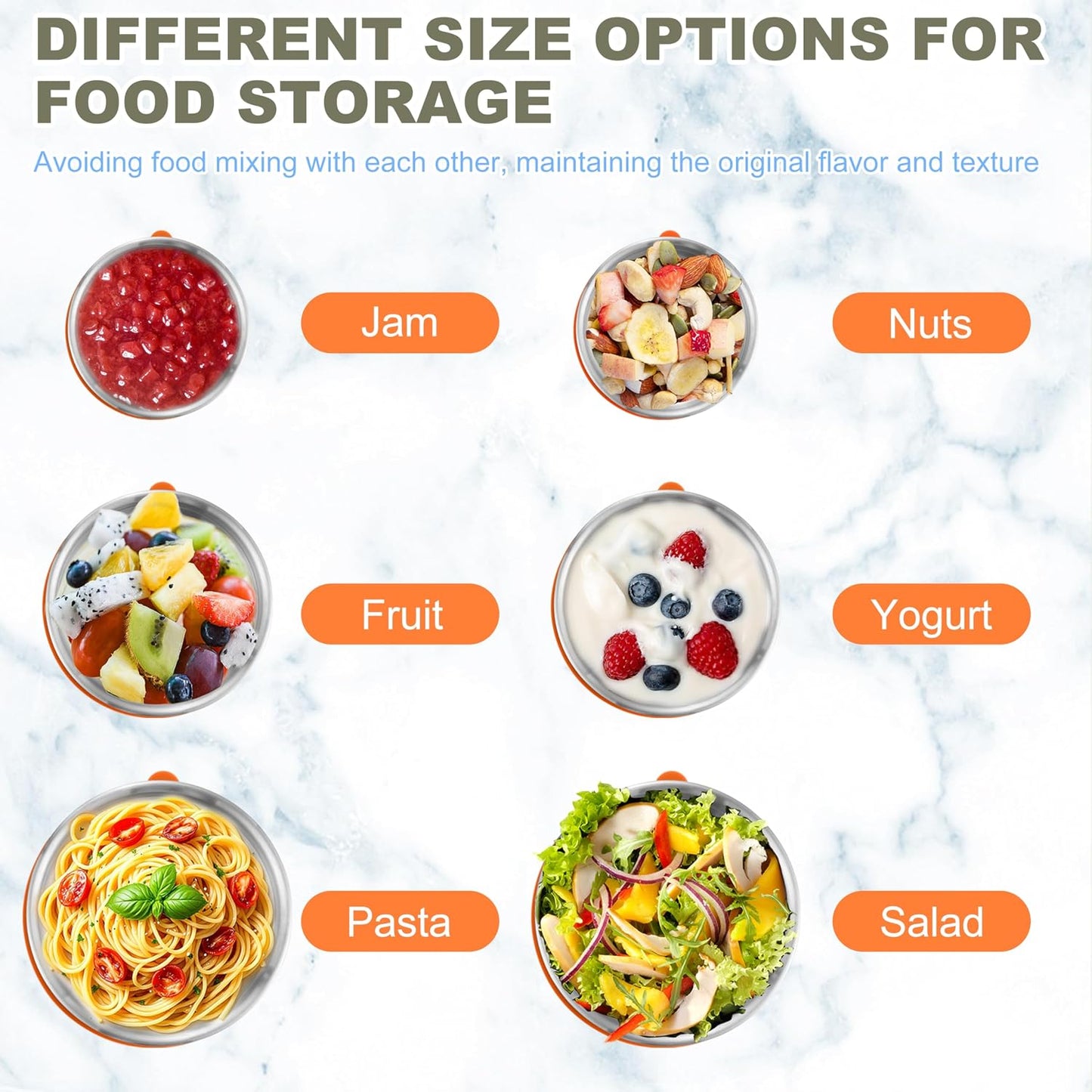 HaWare Stainless Steel Food Storage Containers with Silicone Lids, Leak-Proof Metal Snack Container, Round Lunch Box for Kids Adults, Stackable & Reusable Meal Prep Containers, Set of 3, Multicolor