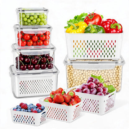 12 Pieces Fruit Storage Containers For Fridge with Removable Colanders