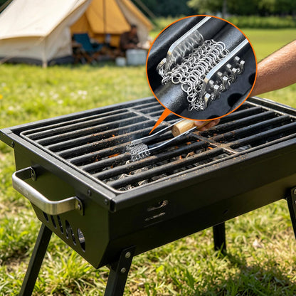 Grill Scraper with Adjustable Blade, 13 Notches Universal Bristle Free Grill Brush for Hot & Cold Grill Grates, Heavy Duty Stainless Steel Grill Cleaning Tool for Gas Charcoal Electric Grills