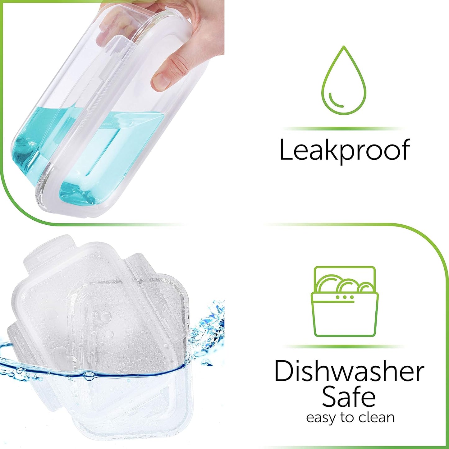 PrepNaturals 5 Pack 30 Oz Glass Meal Prep Containers - Dishwasher Microwave Freezer Oven Safe - Glass Storage Containers with Lids (Multi-Compartment)