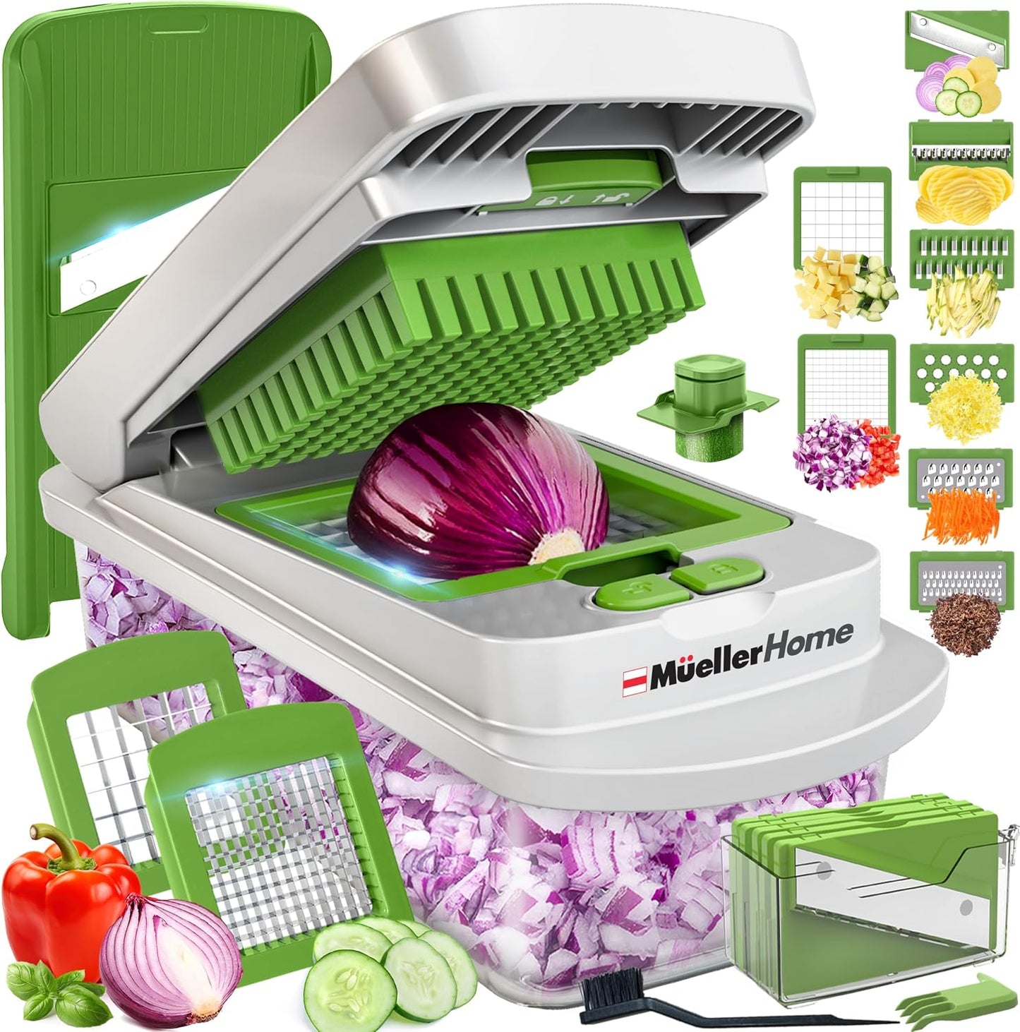 MUELLER HOME Pro-Series 10-in-1 Stainless Steel Multi Vegetable Chopper