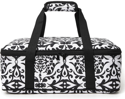 Lestyn Insulated Casserole Carrier Bag - Portable Reusable Food Transport Tote Bag Fits 9x13 Lasagna Baking Dish Pan to Keep Food Hot/Cold for Gathering/Potluck Parties/Cookout/Camping/Offices-Gray