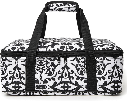 Lestyn Insulated Casserole Carrier Bag - Portable Reusable Food Transport Tote Bag Fits 9x13 Lasagna Baking Dish Pan to Keep Food Hot/Cold for Gathering/Potluck Parties/Cookout/Camping/Offices-Gray