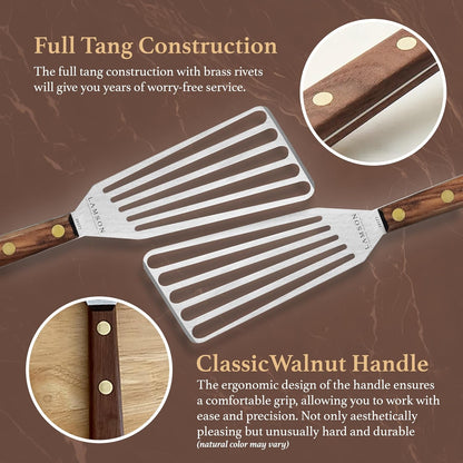 Lamson Fish Spatula, Slotted Metal Turner, 3 x 6 In, Right Hand | Ultra Durable composite handle, dishwasher safe; flexible stainless blade; a dedicated left-handed model is available