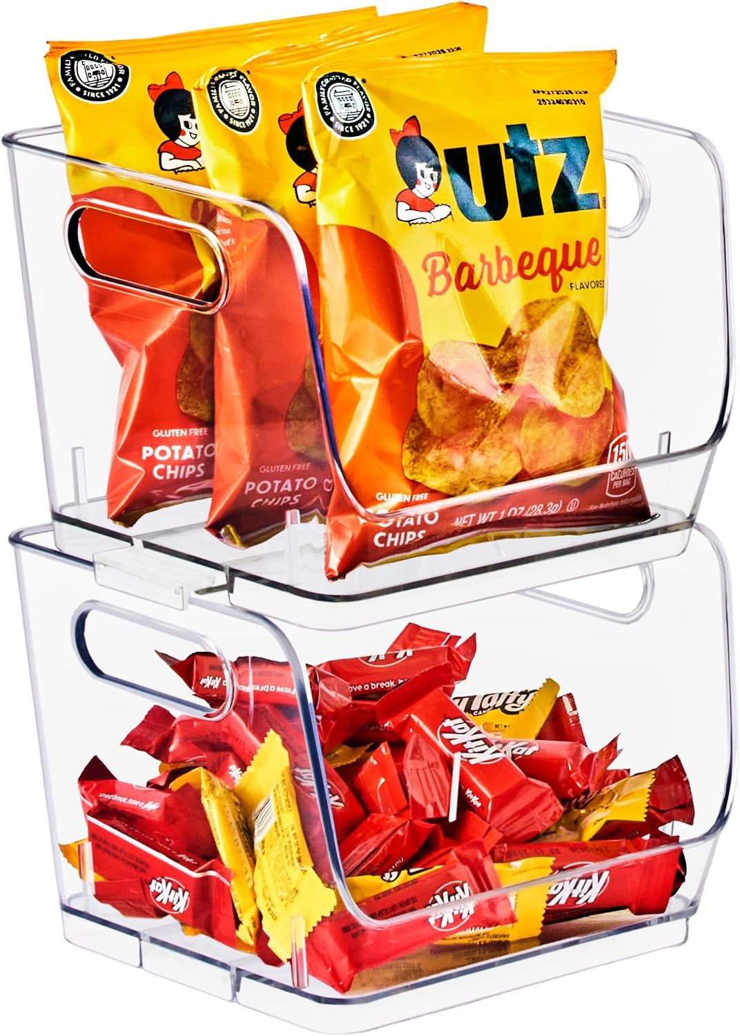 Sorbus Stackable Storage Bins Open Front - Clear Stackable Storage Bins - Pantry Bins for Storage and Organization - Acrylic Stackable Bins for Kitchen - Clear Pantry Organizer Bins (Medium 2 Pack)