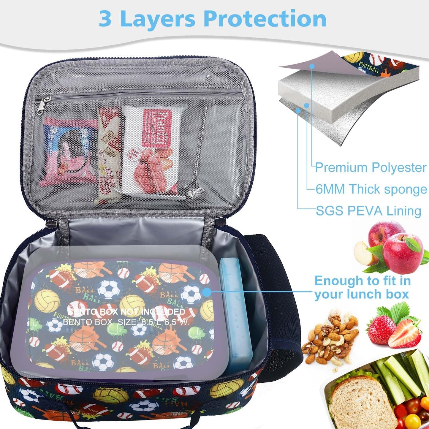 RHCPFOVR Kids Lunch Bag - Insulated Lunch Box for Boys Girls,Washable Lunch Bag and Reusable Toddler Leak-proof Lunchbox for School and Daycare - Colors A