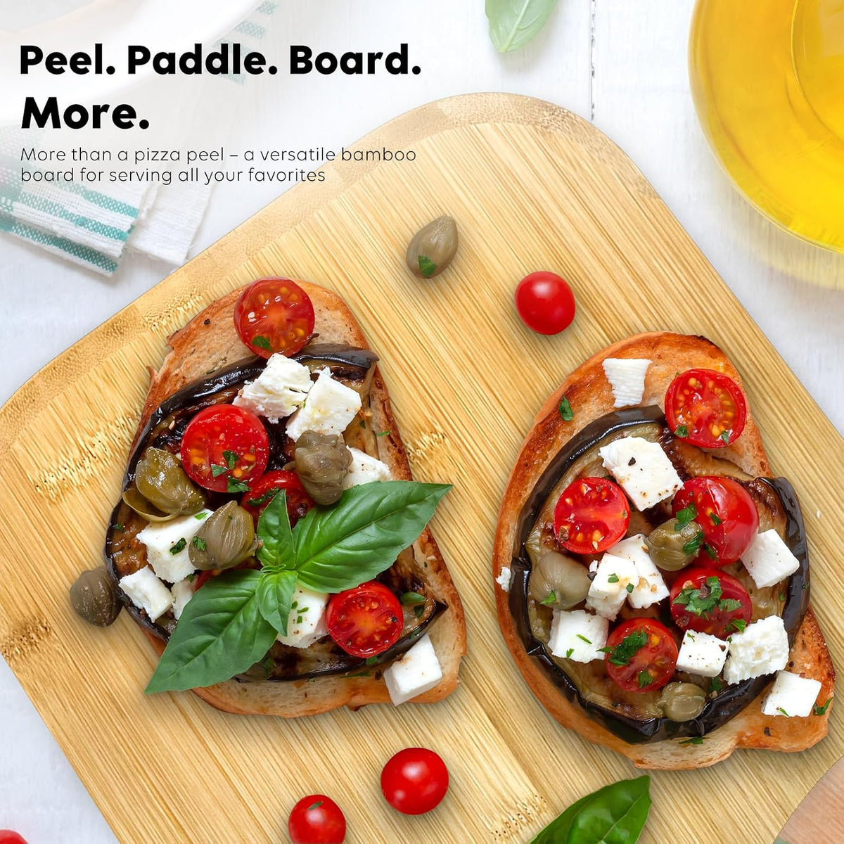 Pizza peel, 16" natural bamboo pizza paddle, Essential accessories for indoor Outdoor Ovens, baking homemade pizza, cutting board, Cheese, Serving Pizza, Bread, Cookies & More, Eco-Friendly & Durable
