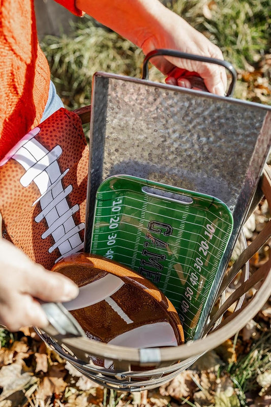 Boston International Chip and Dip Set, Super Bowl Football Party Ceramic Serving Bowls, 12 x 8-inches, Football Fever