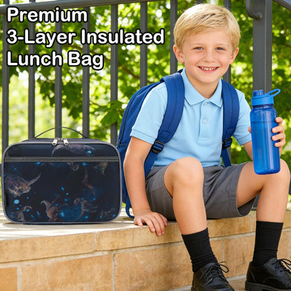 FlowFly Kids Lunch box Insulated Soft Bag Mini Cooler Back to School Thermal Meal Tote Kit for Girls, Boys, Black