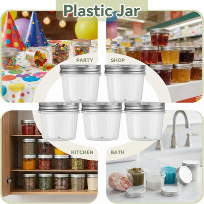 novelinks 4 oz Small Plastic Jars with Lids, 40 Pack Mini Plastic Mason Jars with Lids 4oz, Craft Storage Containers & Canning Jars & Small Spice Jars for Kitchen Organization (40 Pack,Black)
