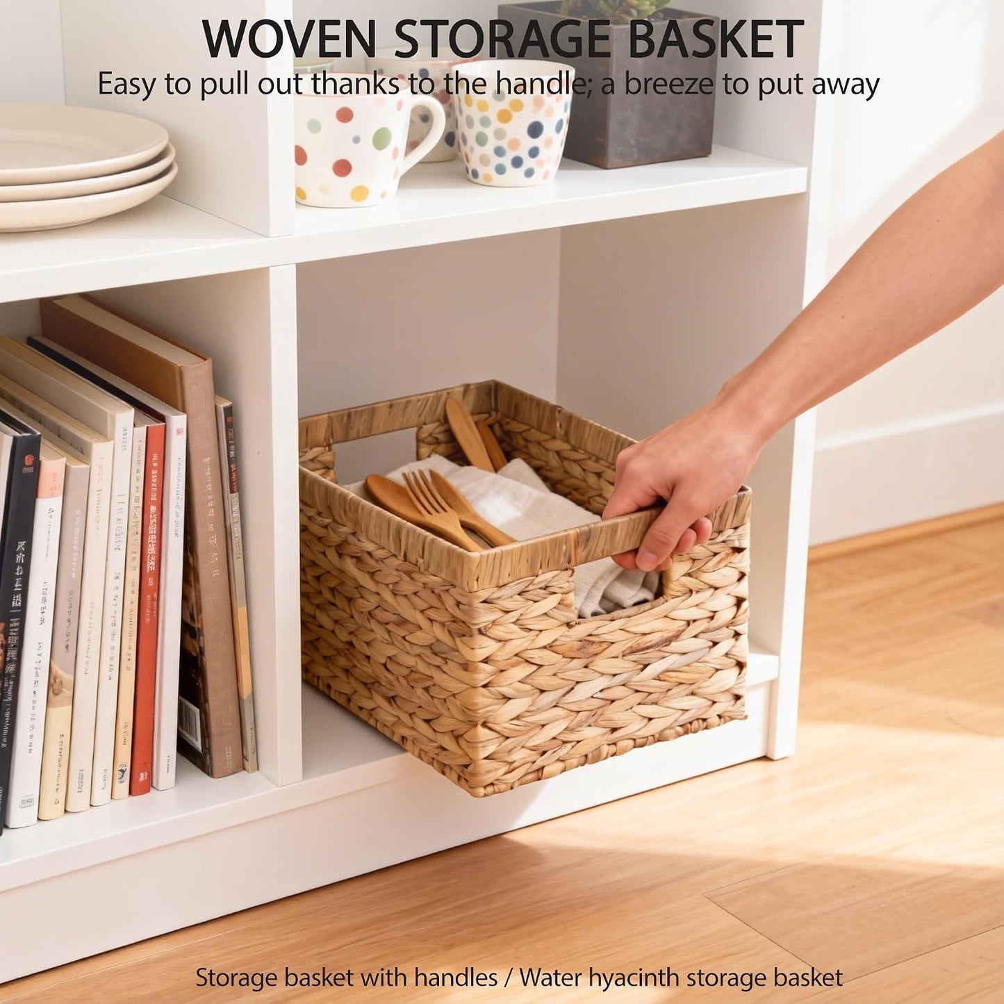 Storage Container, Natural Water Hyacinth Storage Bins Rectangular Basket,Arts and Crafts.