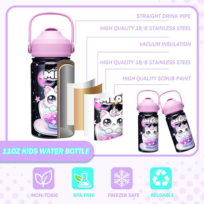 Kids Bento Lunch Box with 6 Compartments Girls Lunch Box with Lunch Bag,Stainless Steel Water Bottle,Ice Pack & Utensils Set,Birthday Gifts for Ages 3-12 Back to School Toddler Girls