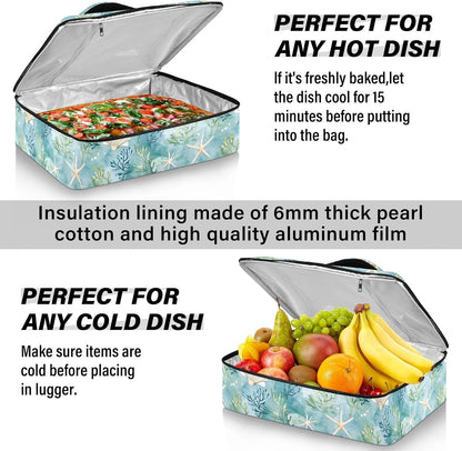 Casserole Carrier Insulated Floral Pink Flower Dish 9x13 with Lid Party Travel Warmer Bag for Hot or Cold Food Lasagna Pizza Holder Tote - Colors B
