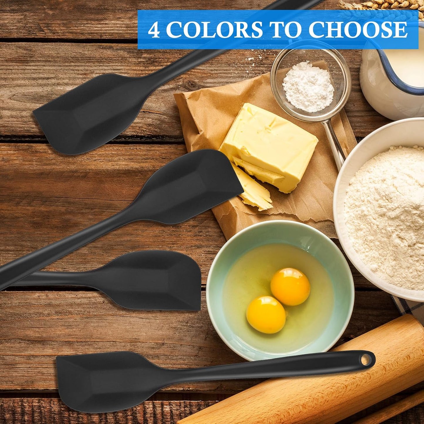 Shappy 4 Pieces Silicone Cooking Spoons 10.6 Inch Heat Resistant Kitchen Spoons for Mixing, Serving and Stirring Upgrade Large Non Stick Basting Utensils, Dishwasher Safe(Spoon,Fashionable Color)