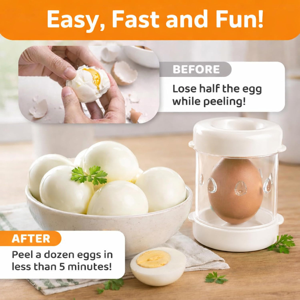 The Negg Boiled Egg Peeler - White