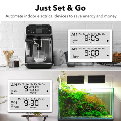 BN-LINK Indoor 7-Day Programmable Digital Timer Outlet, 2 Outlets